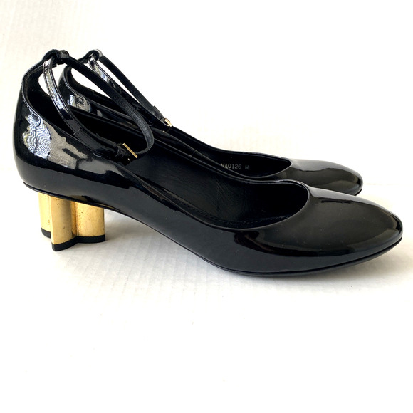 Louis Vuitton Night Bloom Pump Black Patent Leather Ankle Strap Flower Heel 38 - Picture 11 of 15